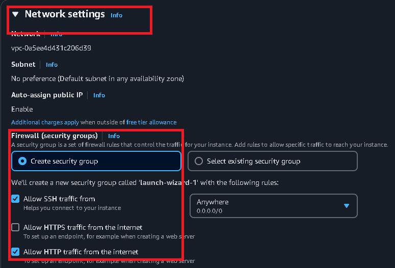 Security Group Screenshot