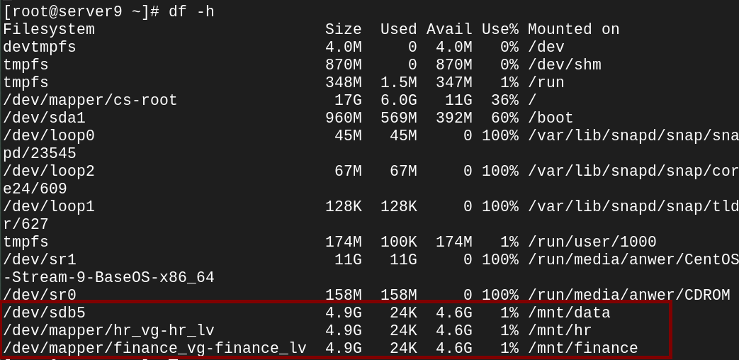 df -h final output