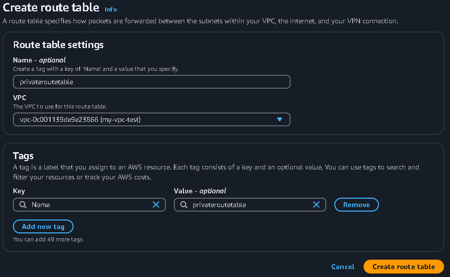 Create Private Route Table