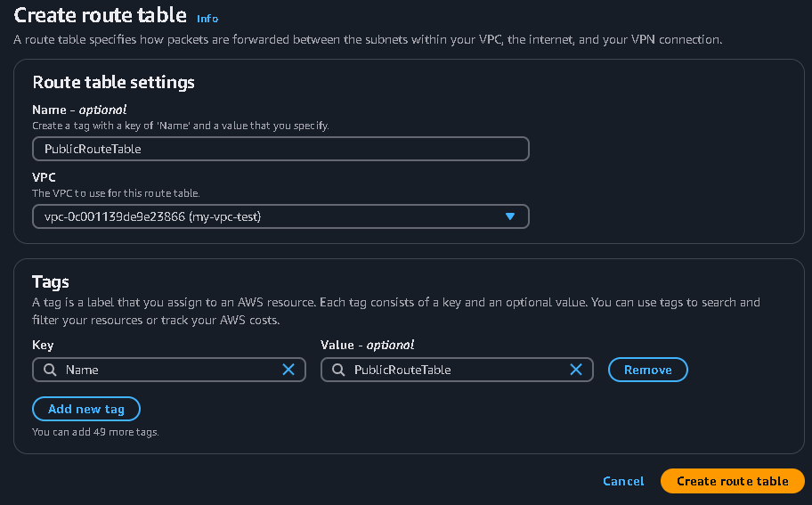 Create Public Route Table